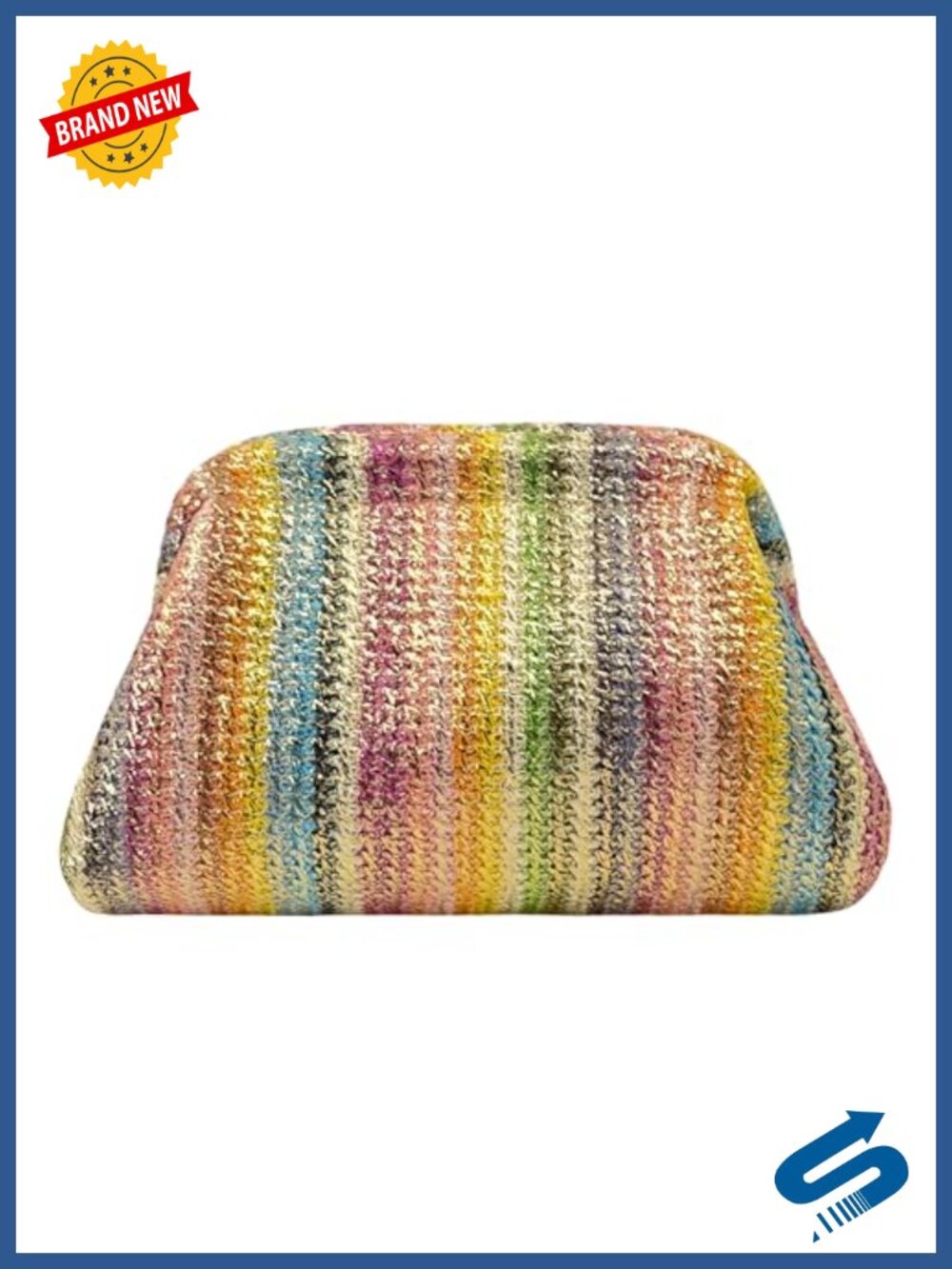 Woven Evening Clutch Bag Cloud Pouch Hinged Frame Summer Party